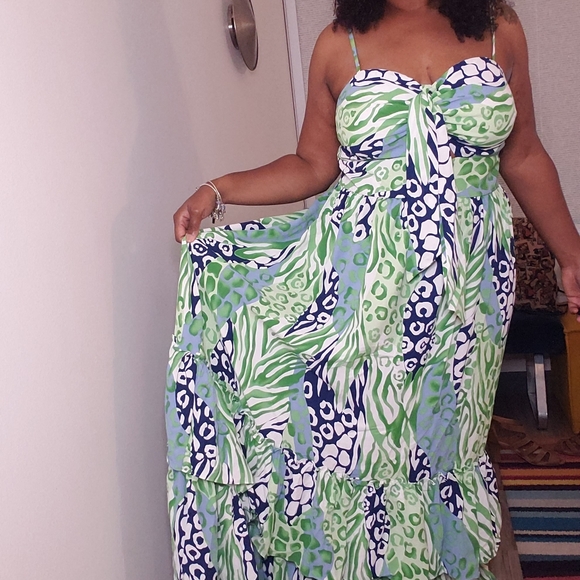 Printed Multicolor Maxi Plus Size Dress - Picture 5 of 5